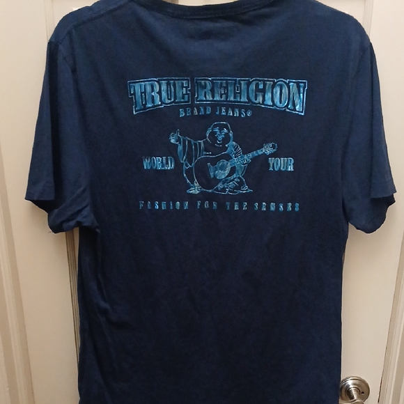 Mens XL True Religion Blue Short Sleeve Tee Classic Casual - Picture 4 of 5